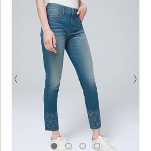 WHBM (New) High-Rise Laser-Hem Slim Crop Jeans